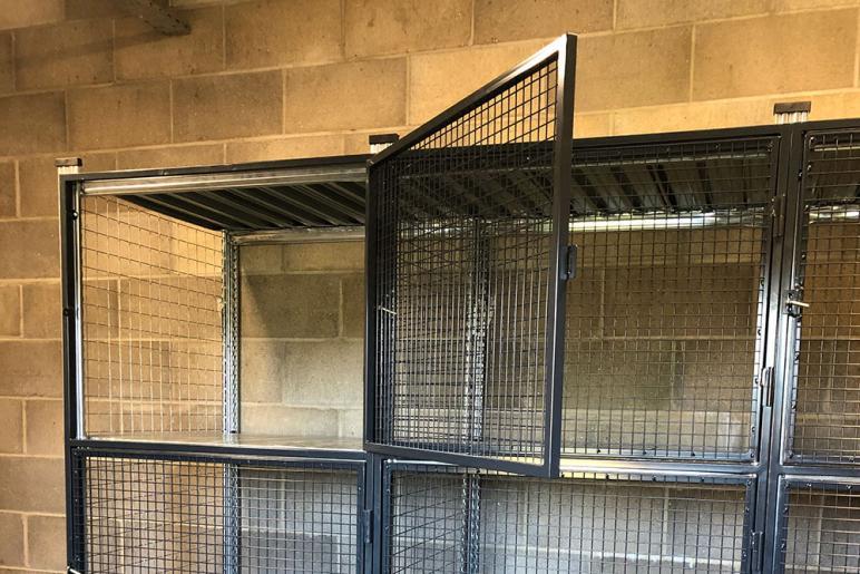 Open mesh doors on a unirack shelving system