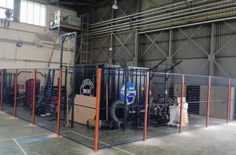 Lockable gym workout area in hanger 